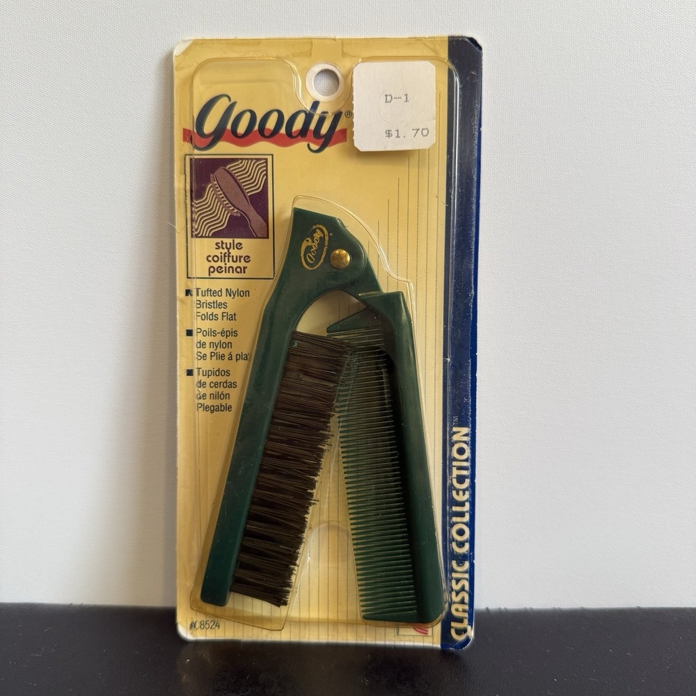 Vintage 1996‎ Goodie Classic Collection Folding Brush And Comb Duo Green NIP